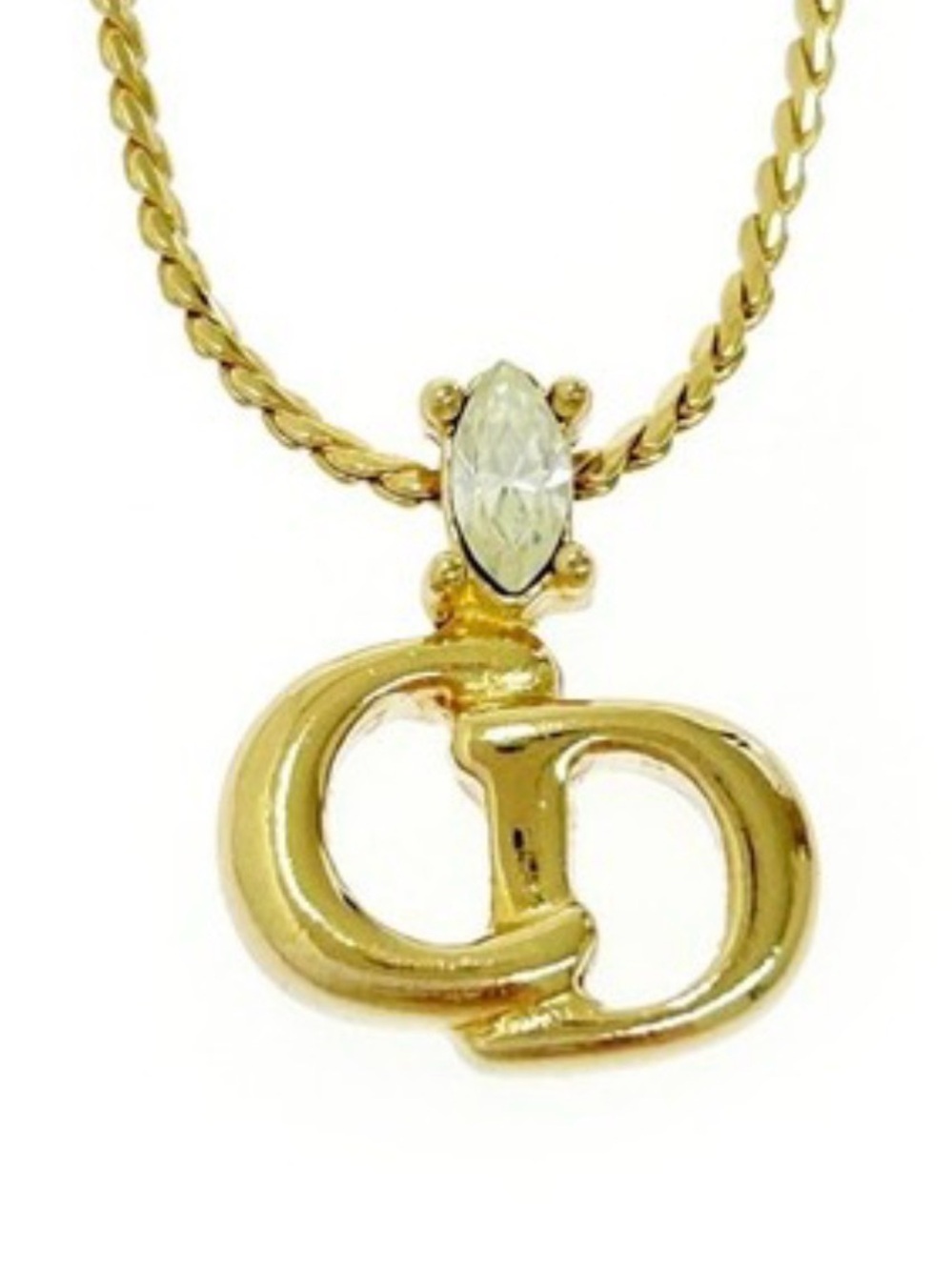 Christian Dior Crystal CD Pendant Necklace